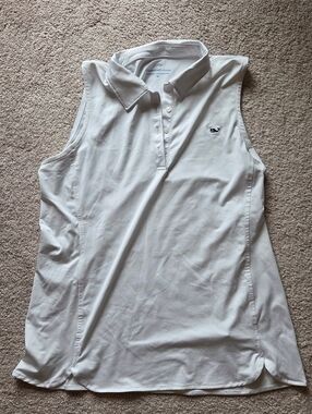 Vineyard Vines Sleeveless Polo Top - White with Whale Logo